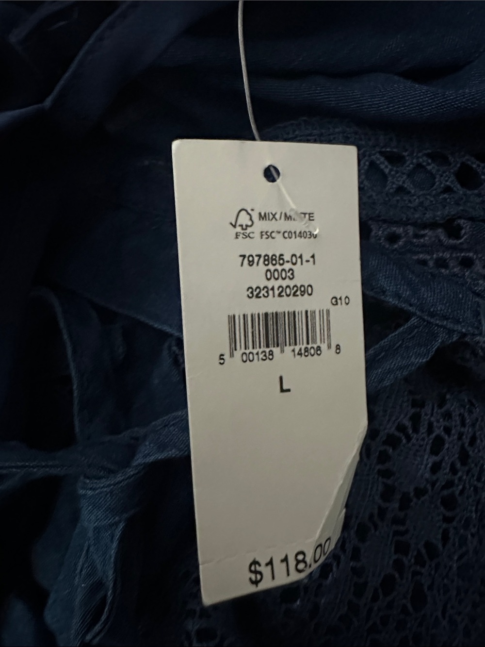 NWT! Gap Medium Indigo Lace-Trim Cottagecore Midi Dress 📎 - Picture 6 of 6